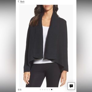 UGG Women's Angled Shawl Collar Cardigan Black Small Cashmere Cotton Blend